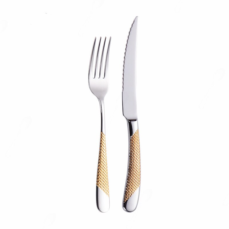 Home Tableware Cutlery Set Golden Cutlery Stainless Steel Dinner Set