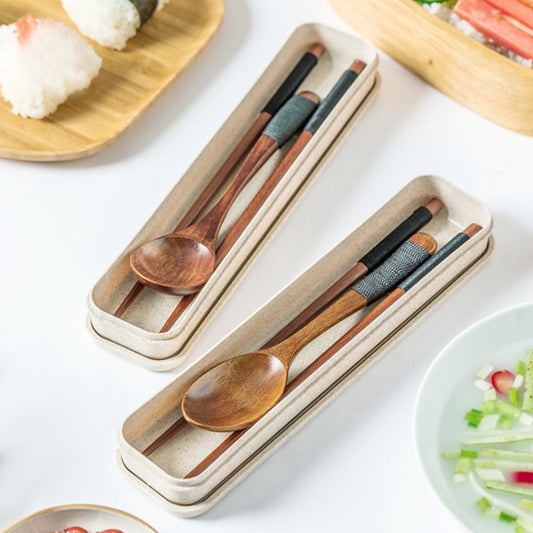 Portable Boxed Wooden Spoon Chopsticks, ECO Friendly Tableware, Chopsticks and Spoon Set