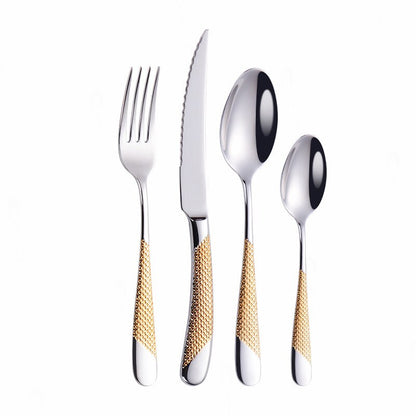 Home Tableware Cutlery Set Golden Cutlery Stainless Steel Dinner Set